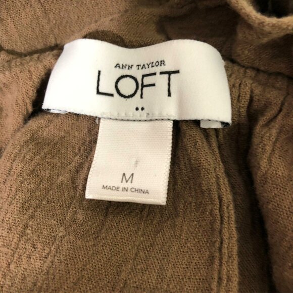 2/$30 Ann Taylor Loft Shirt Boho Top Sleeveless Women M Brown Cotton V Neck - Picture 4 of 10